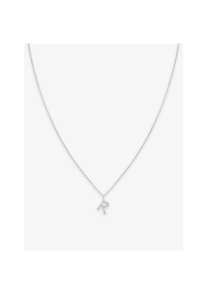Womens Astrid & Miyu Initial R Rhodium-Plated Sterling-Silver and Cubic Zirconia Pendant Necklace