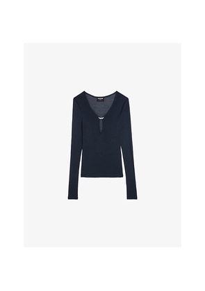 Womens Zadig&Voltaire Tina Wing-Embellished Long-Sleeve Woven Top