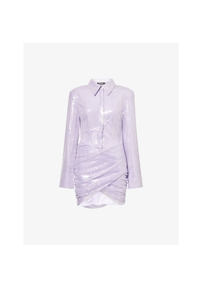 Womens Rotate Birger Christensen Lou Long-Sleeve Sequin-Embellished Mini Dress