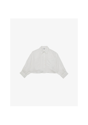 Womens Reiss Solena Cropped Linen Shirt