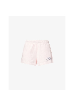 Womens Sporty & Rich Health Script Disco Cotton-Jersey Shorts