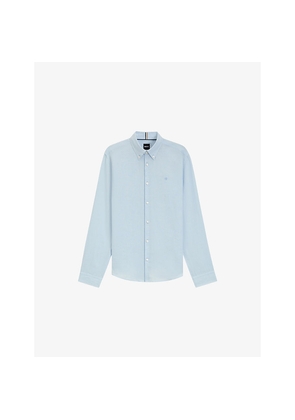 Mens Boss Logo-Embroidered Regular-Fit Linen Shirt