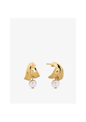 Womens Monica Vinader Nomade Small 18ct Yellow Gold Vermeil and Pearl Hoop Earrings