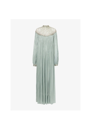 Womens Costarellos Ellima Plissé Woven Gown