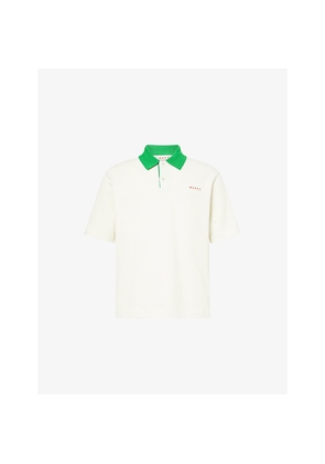 Mens Marni Compact Brand-Patch Stretch-Cotton Blend Piqué Polo Shirt