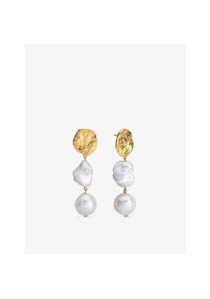 Womens Monica Vinader Capri 18ct Yellow Gold Vermeil and Multi Keshi and Baroque Pearl Drop Earrings