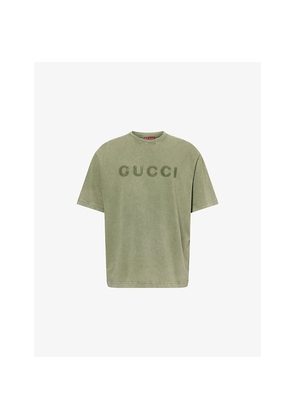 Mens Gucci Logo-Print Crewneck Cotton-Jersey T-Shirt