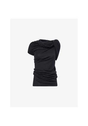 Womens Rick Owens Twist Asymmetric Stretch-Woven Top