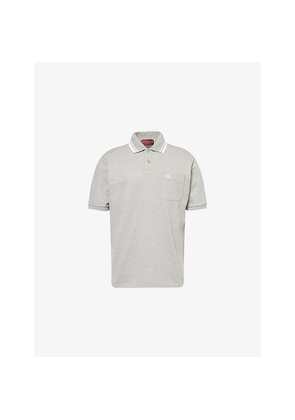 Mens Gucci Logo-Embroidered Stripe-Collar Cotton-Pique Polo Shirt
