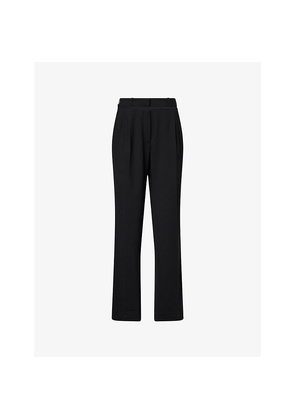 Womens Nensi Dojaka Mesh-Panel Straight-Leg Stretch-Woven Trousers