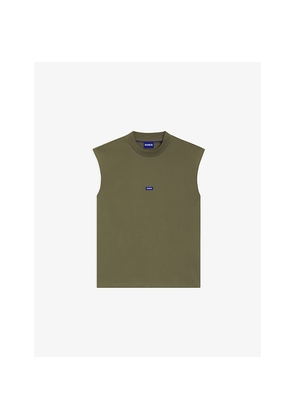 Mens Hugo Logo-Embroidered Relaxed-Fit Sleeveless Cotton T-Shirt