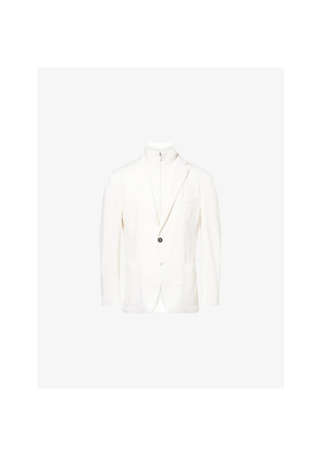 Mens Eleventy Notched-Lapel Long-Sleeves Cotton-Cashmere Blend Jacket