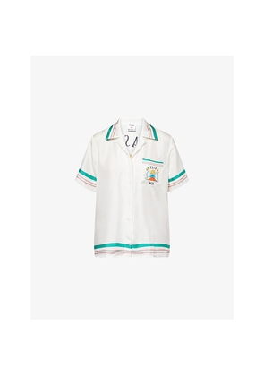 Womens Casablanca Cuban-Collar Printed Silk Shirt