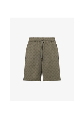 Mens Gucci Logo-Print Jacquard Woven Shorts