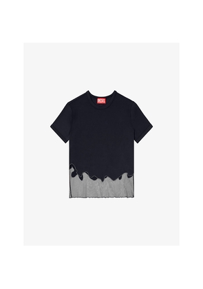 Womens Diesel T-Inlay-R1 Tulle-Inlay Stretch-Woven T-Shirt