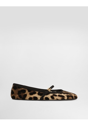 Dolce & Gabbana Printed Velvet Ballet Flats - Woman Flat Shoes Animal Print 37