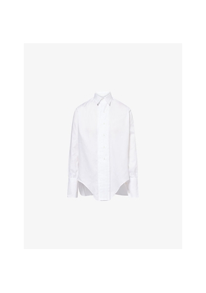 Womens Maison Margiela Asymmetric Long-Sleeves Cotton-Poplin Shirt