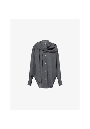 Womens Darkpark Georgia Detachable-Scarf Wool Shirt