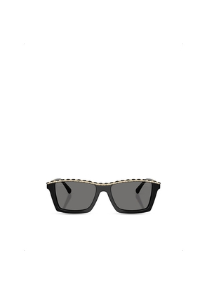 Chanel Ch5548Q Polarised Rectangle-Frame Acetate and Leather Sunglasses