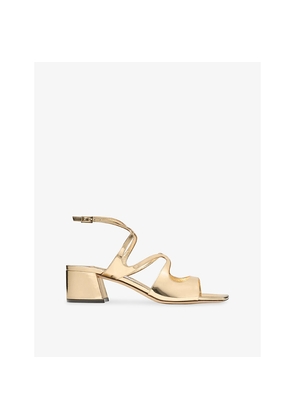 Womens Jimmy Choo Azilia 45 Metallic-Leather Heeled Sandals