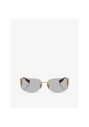 Womens Miu Miu Mu A51S Square-Frame Metal Sunglasses
