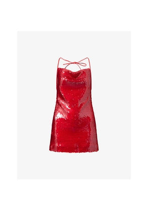 Womens David Koma Sequin Halterneck Woven Mini Dress