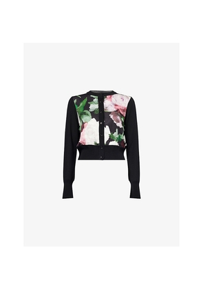 Womens Erdem Floral Cropped Wool Knitted Cardigan