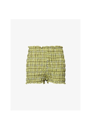 Womens Amy Lynn Danica Plaid Shirred Woven Shorts