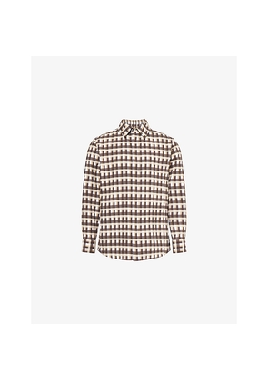 Mens Bottega Veneta Check-Print Relaxed-Fit Cotton-Poplin Shirt