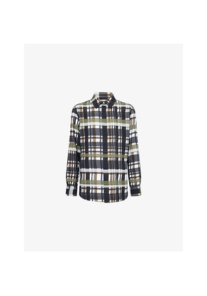 Mens Bottega Veneta Check-Print Long-Sleeves Cotton-Poplin Shirt