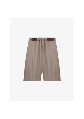 Womens Loewe Belted Drape Wool Shorts
