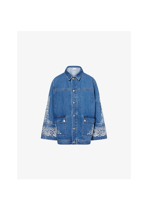 Womens Alemais Jacones Embroidered Denim Jacket