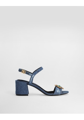 Dolce & Gabbana Denim Sandals With Embroidery And Stones - Woman Sandals And Wedges Multi-colored 36.5