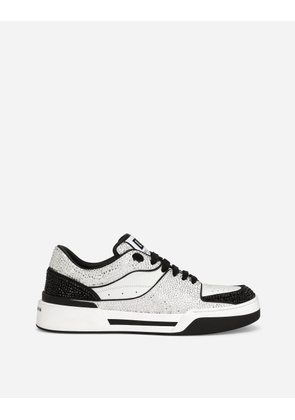 Dolce & Gabbana Calfskin New Roma Sneakers With Fusible Rhinestones - Man Sneakers Black Leather 41