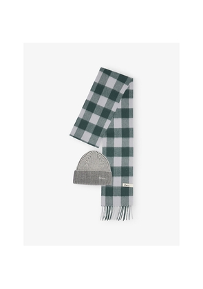 Womens Tbco Exclusive Check Ribbed Hat Ans Scarf Wool Set