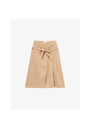 Womens Damson Madder Kat Kilt Wrap-Front Denim Midi Skirt