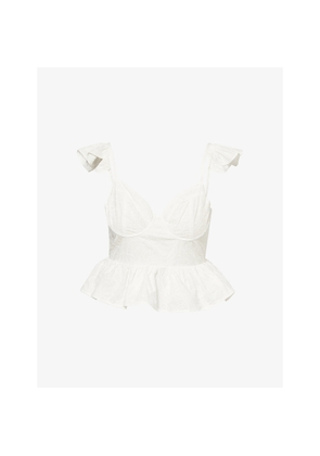 Womens Sister Jane Pines Embroidered Cotton-Poplin Top