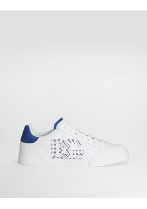 Dolce & Gabbana Printed Calfskin Nappa Strobel Portofino Light Sneakers - Man Sneakers Blue 42