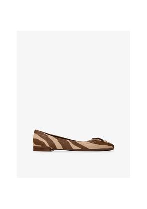 Womens Jimmy Choo Scarlett Ballerina Zebra-Print Leather Flats