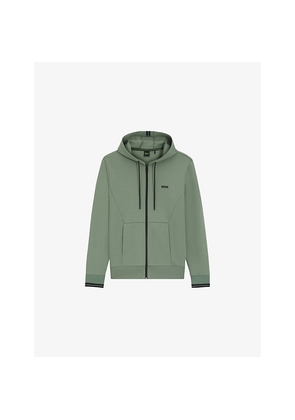 Mens Boss Branded Zip-Up Stretch-Jersey Hoody