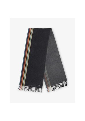 Mens Paul Smith Fringed Striped Cashmere Scarf
