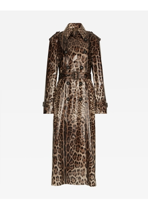 Dolce & Gabbana Leopard-print Coated Sateen Trench Coat - Woman Coats And Jackets Animal Print Cotton 42