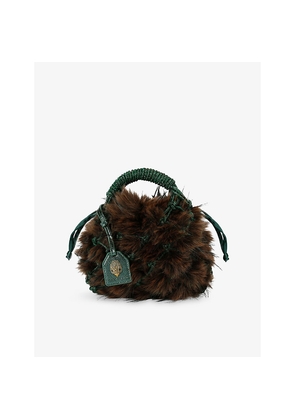 Womens Kurt Geiger London Macrame Small Faux-Fur Grab Bag