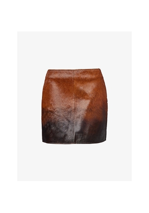 Womens Samsoe Samsoe Salil Slim-Fit Leather Mini Skirt