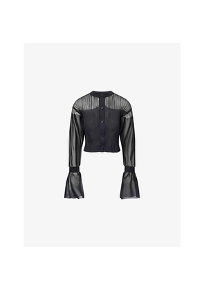 Womens CFCL Fluted Lucent Ribbed Knitted Cardigan