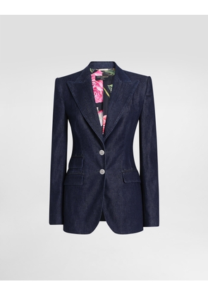 Dolce & Gabbana Single-breasted Denim And Silk Turlington Jacket - Woman Denim And Jeans Multi-colored 40