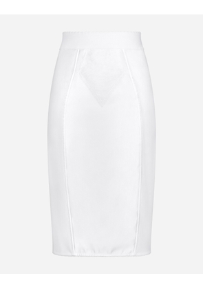 Dolce & Gabbana Marquisette And Satin Skirt With Corset Details - Woman Skirts White Fabric 46