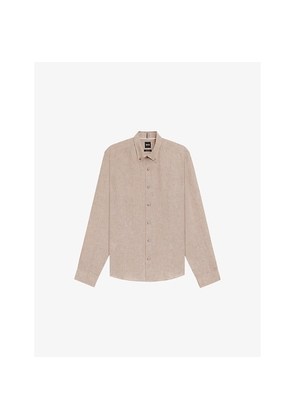 Mens Boss Regular-Fit Long-Sleeve Linen Shirt