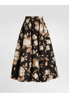 Dolce & Gabbana Vintage Rose-print Brocade Midi Skirt - Woman Skirts Print 46