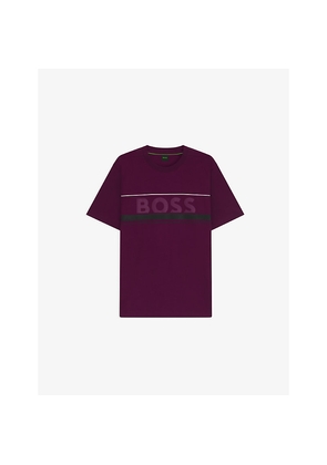 Mens Boss Brand-Print Short-Sleeve Cotton T-Shirt